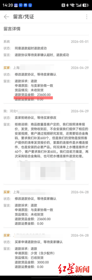 2.36万元订单买家申请“仅退款” 商家千里报警维权 目前货款已结清